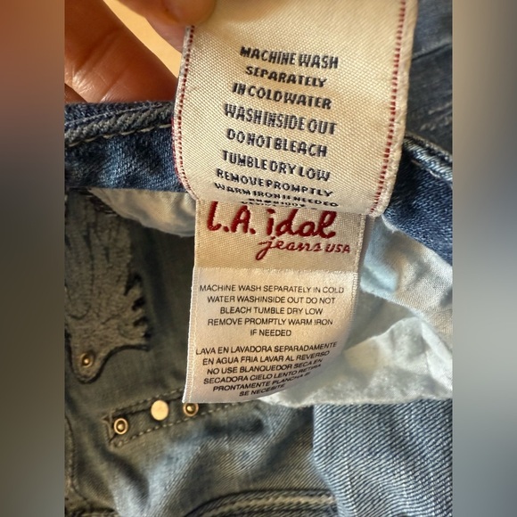 L.A. Idol Blue Jeans size 11 w34  L 32 blue straight - Picture 6 of 16